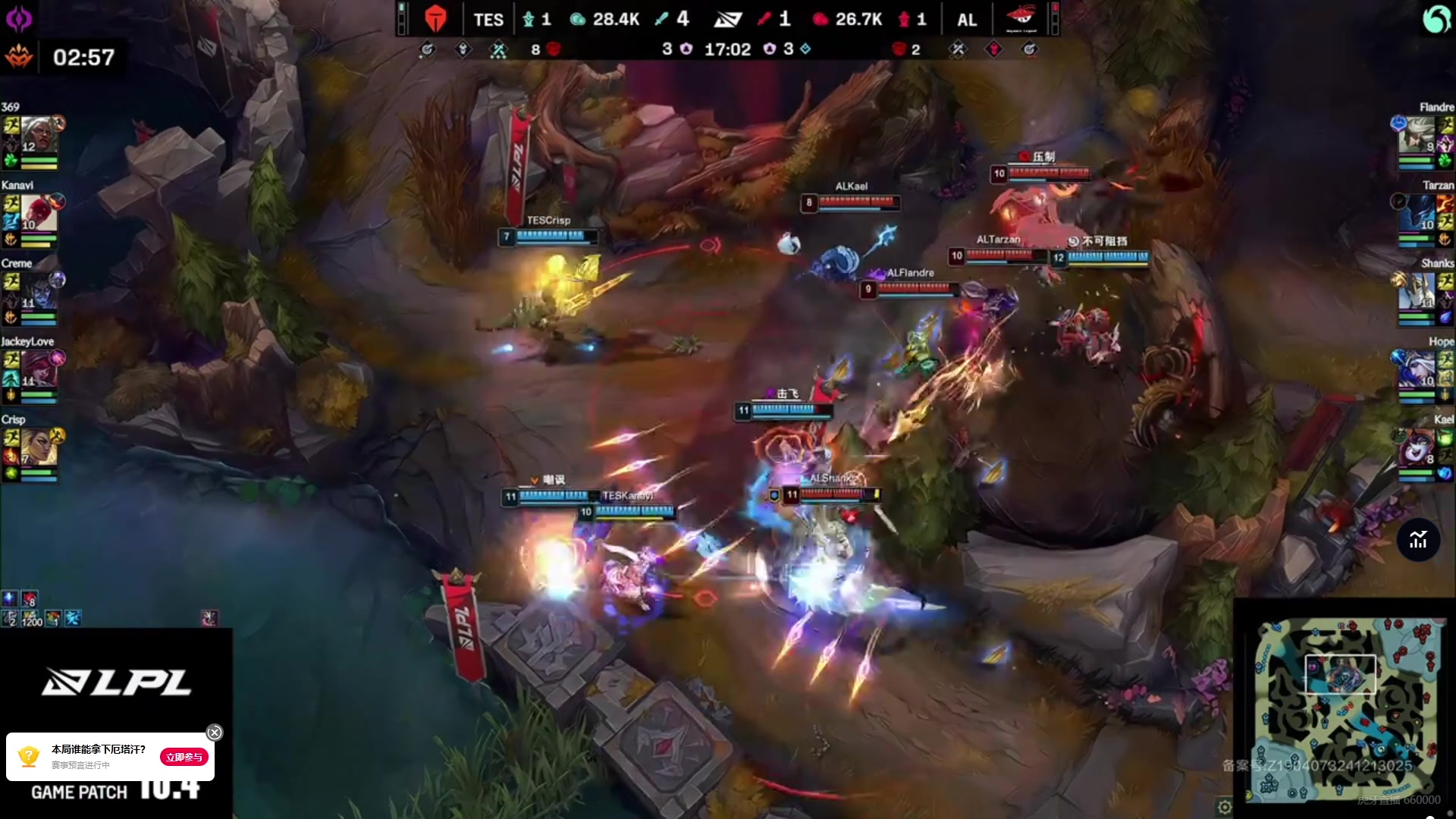 DB视讯官网AL全在天上飞！Crisp芮尔爆炸开团四人！TES完美团0换5！